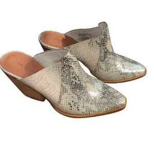 Chinese Laundry Beaute Silver Cream Womans Sz 8.5 Pointed Toe Mule Block Heel